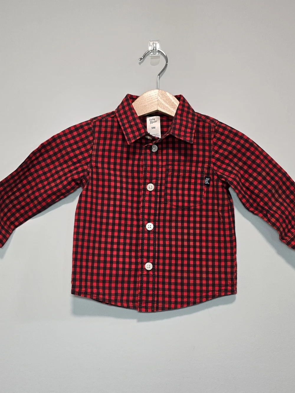 OshKosh B'gosh Red and Black Plaid Button-Down Shirt Fall Style